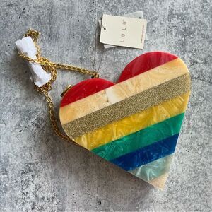 Lulu NYC Rainbow Heart Acetate Handbag